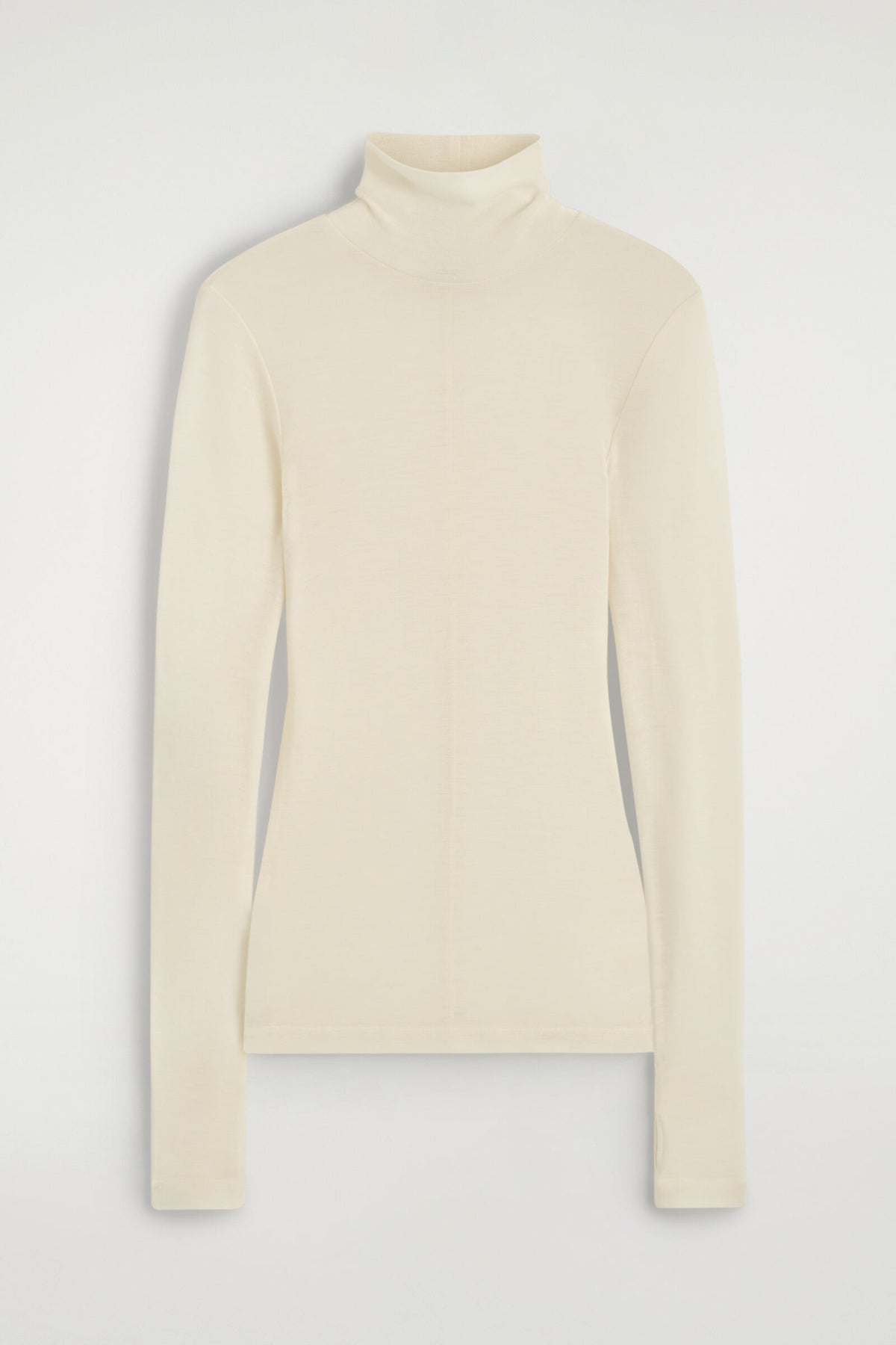 TOP DE CUELLO ALTO DE LANA MERINO - CREMA | DescriptiveStillLife