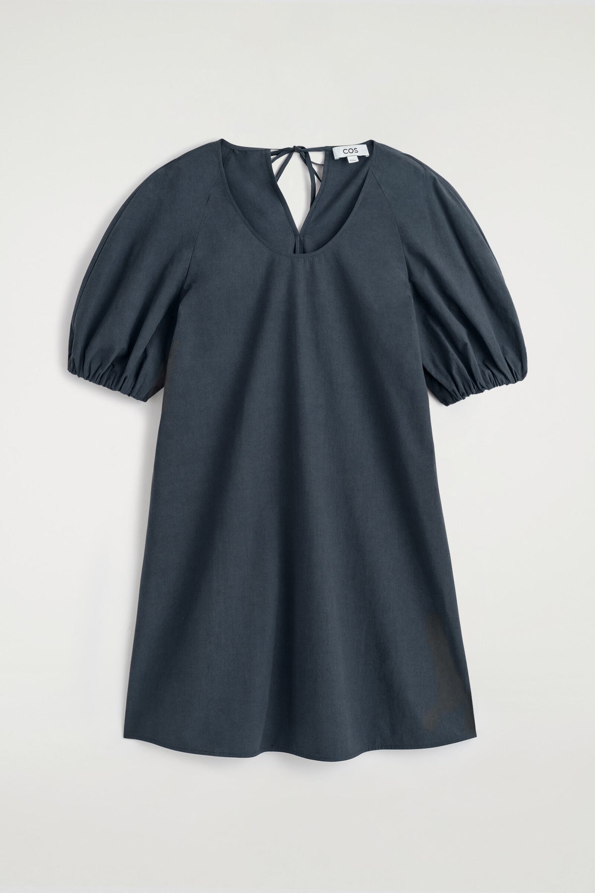 VESTIDO MINI DE ALGODÓN CON MANGAS ABULLONADAS - NEGRO - StillMedia/DescriptiveStillLife