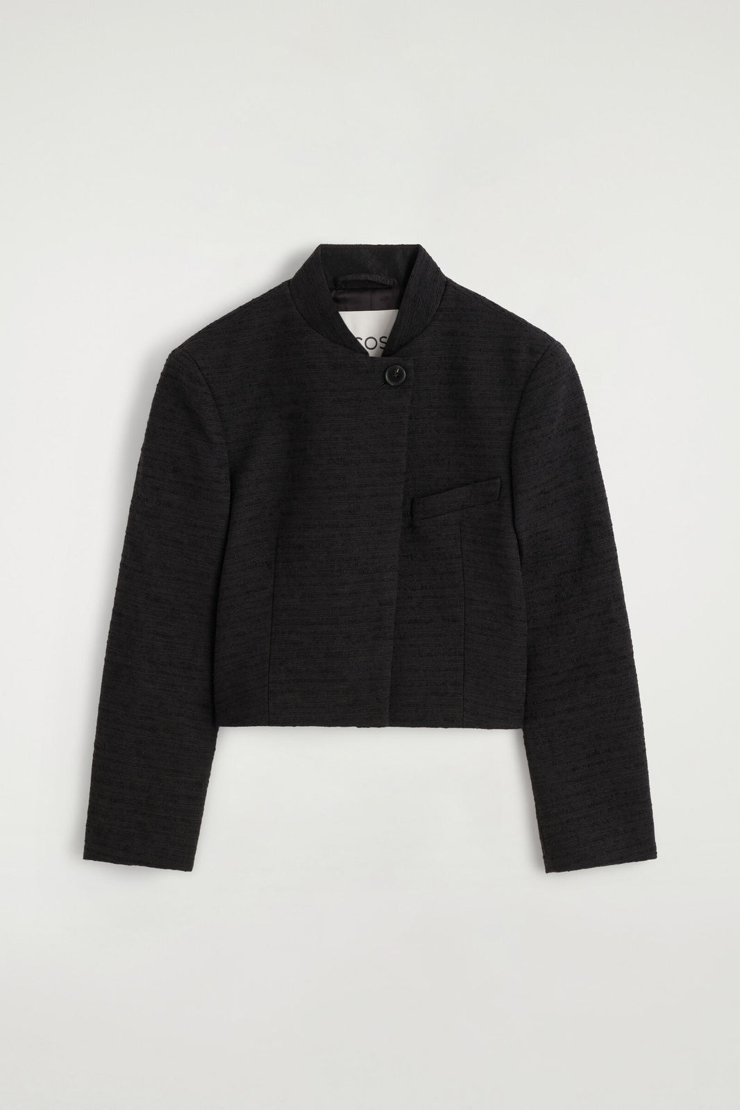 BLAZER DE JACQUARD ESTRUCTURADO Y CORTO - NEGRO | DescriptiveStillLife