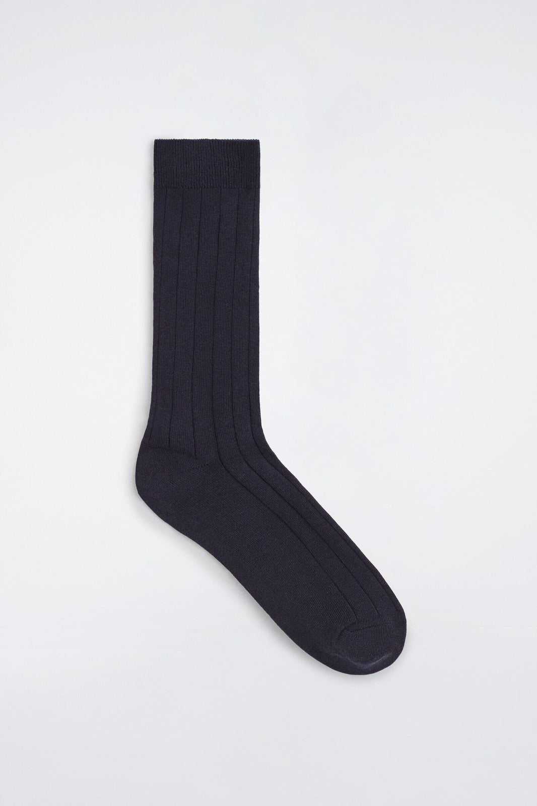 CALCETINES DE ALGODÓN MERCERIZADO TEJIDO ACANALADO - AZUL MARINO