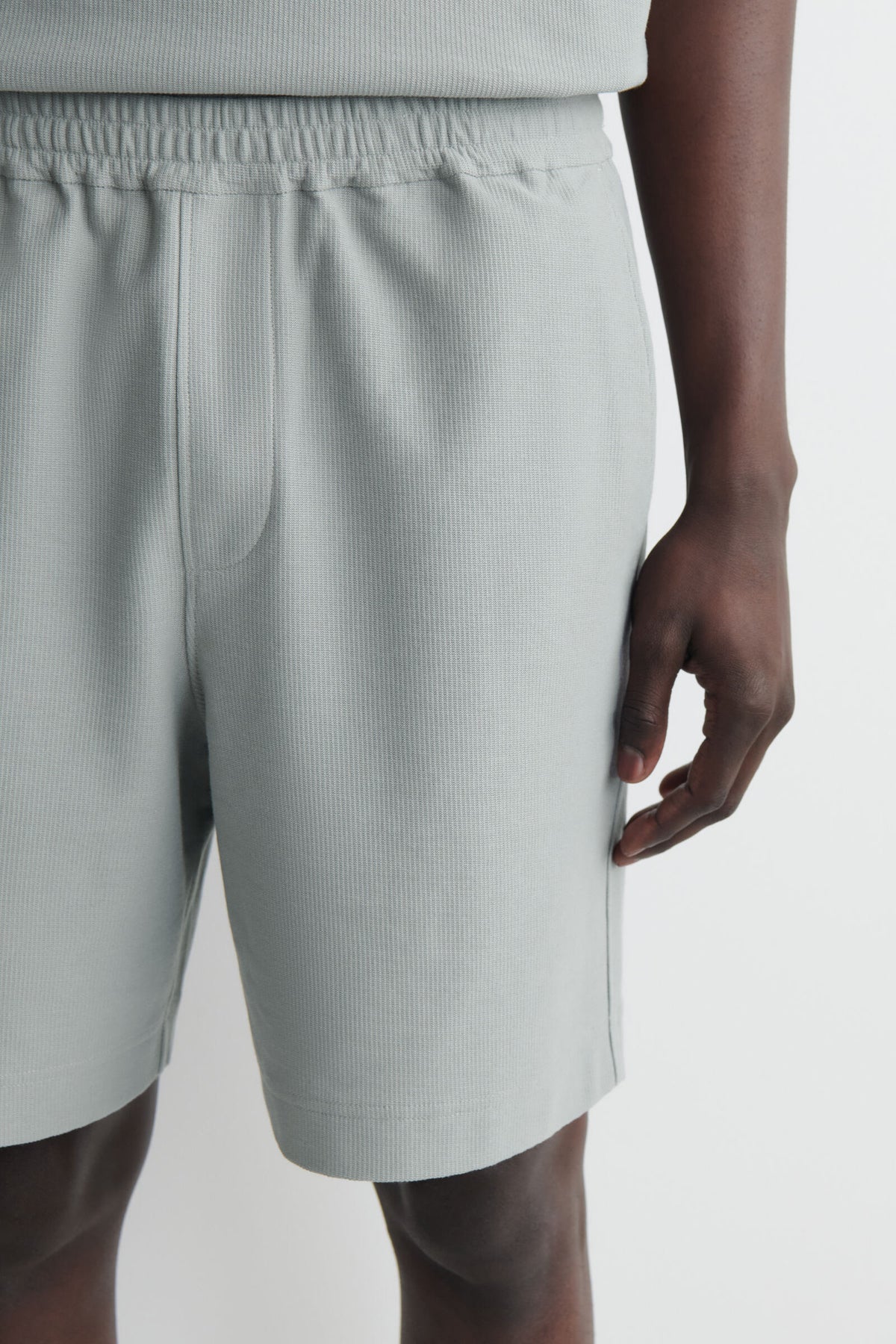 PANTALONES CORTOS DE ALGODÓN PIQUÉ CON ELÁSTICO - GRIS