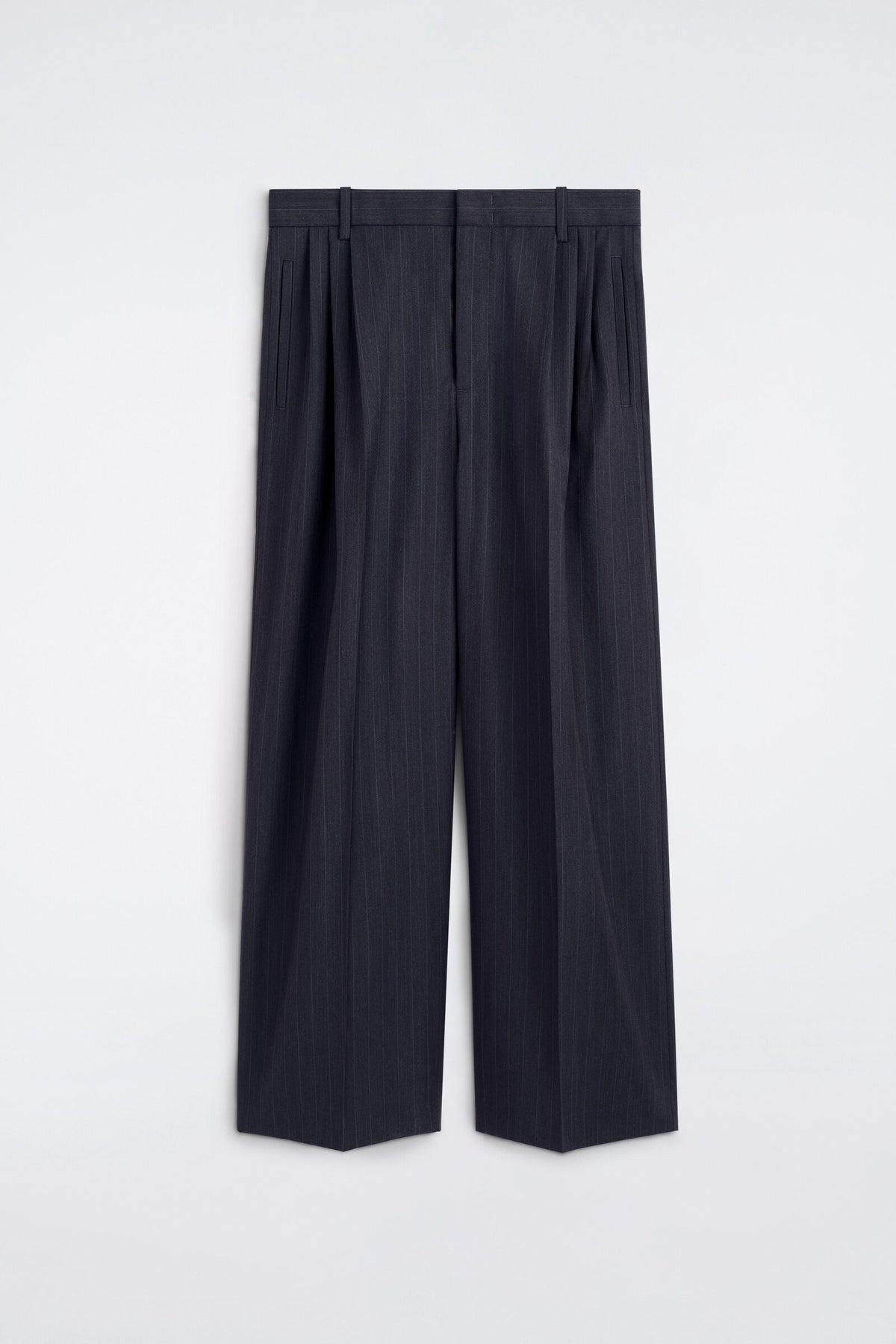 PANTALONES ANCHOS DE PLIEGUES - AZUL MARINO / RAYAS | DescriptiveStillLife