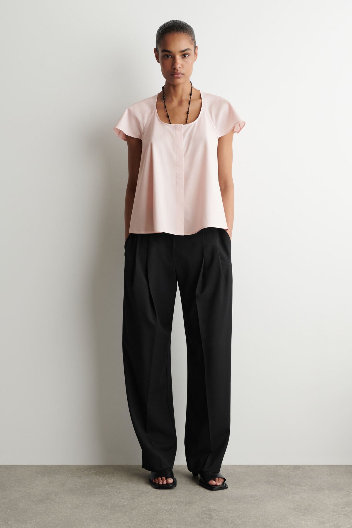 BLUSA DE ALGODÓN CON MANGAS ACAMPANADAS - ROSADO