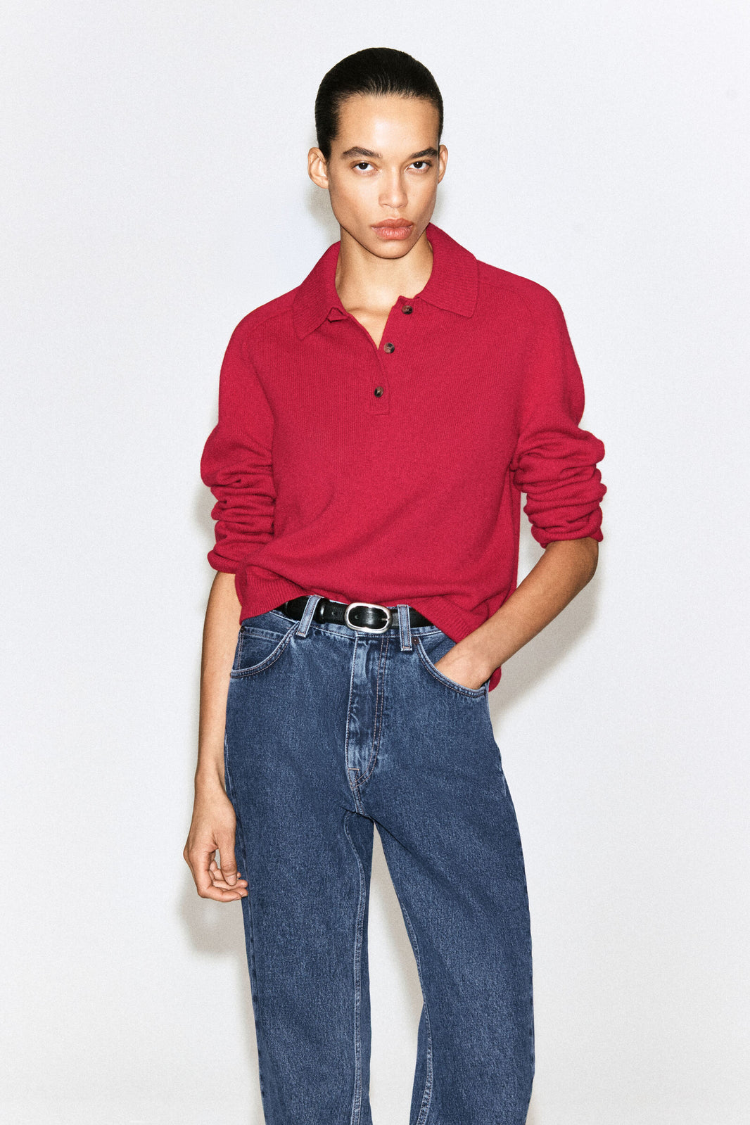 CAMISA DE POLO DE LANA MERINO - ROJO