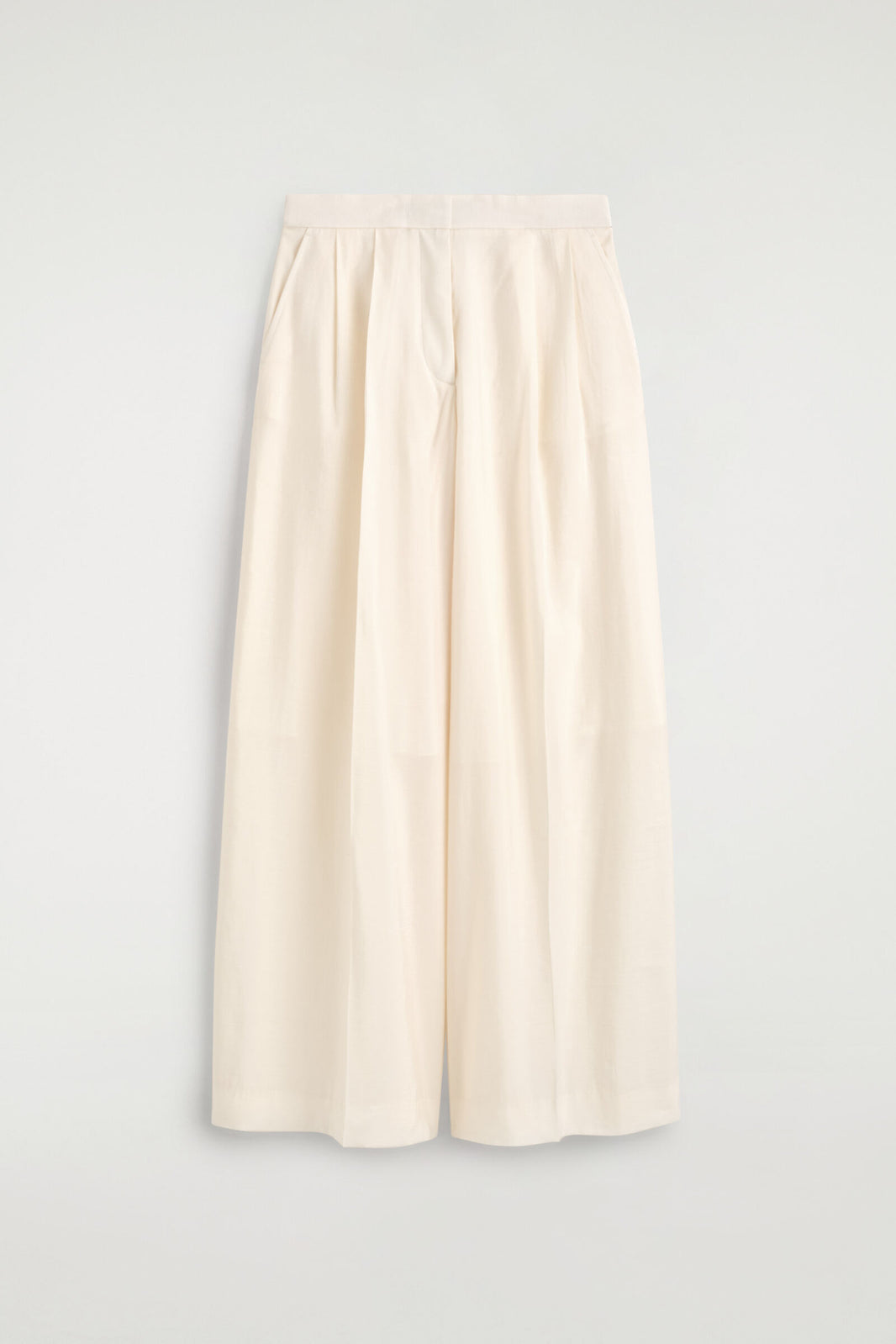 PANTALONES DE MODAL PLISADOS DE PIERNA ANCHA - CREMA | DescriptiveStillLife
