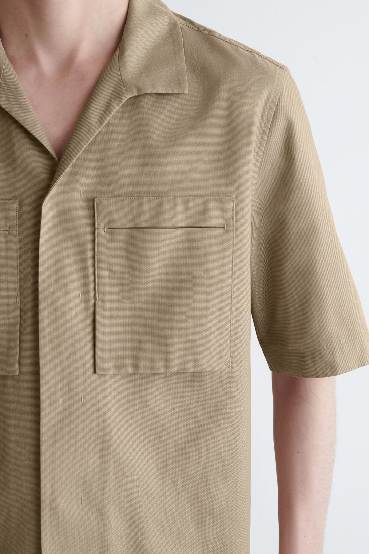 CAMISA UTILITARIA DE ALGODÓN TEXTURIZADO - BEIGE