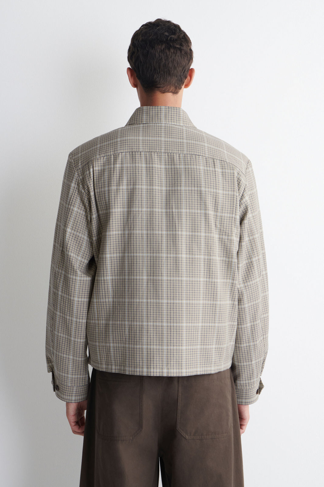SOBRECAMISA DE ALGODÓN CON CIERRE DE CREMALLERA - BEIGE / A CUADROS