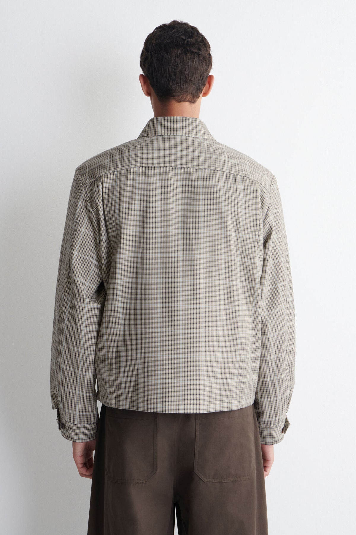 SOBRECAMISA DE ALGODÓN CON CIERRE DE CREMALLERA - BEIGE / A CUADROS