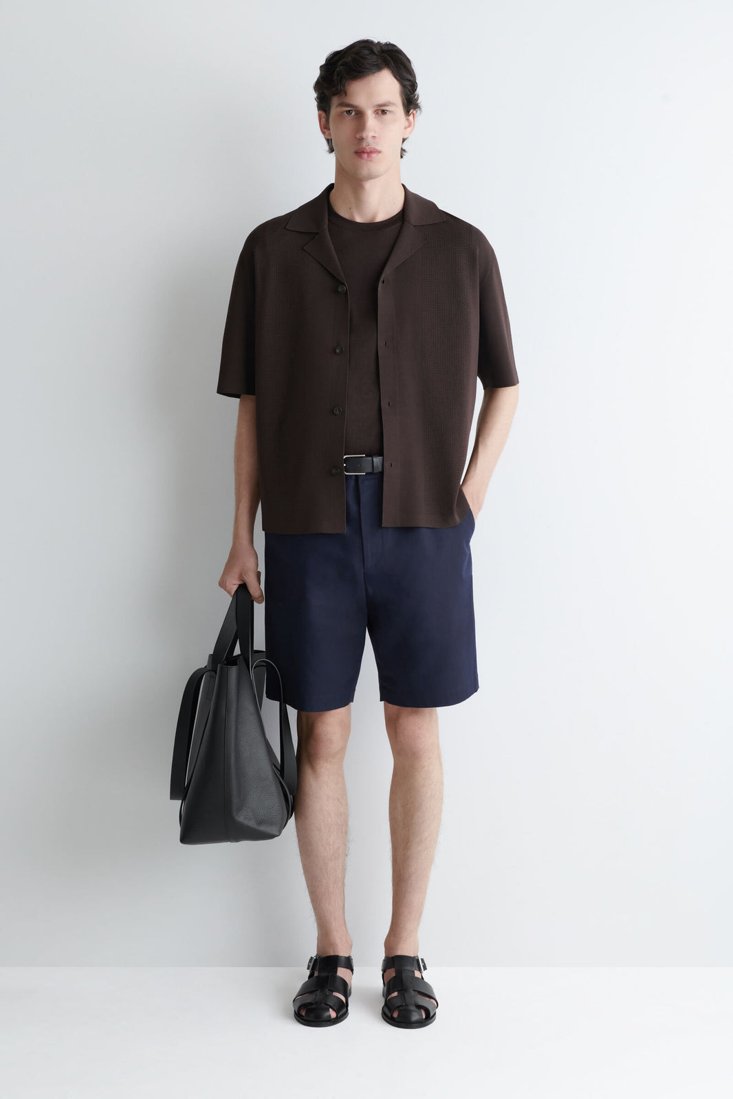 SHORTS DE CHINO DE ALGODÓN DE CORTE RECTO - NAVY