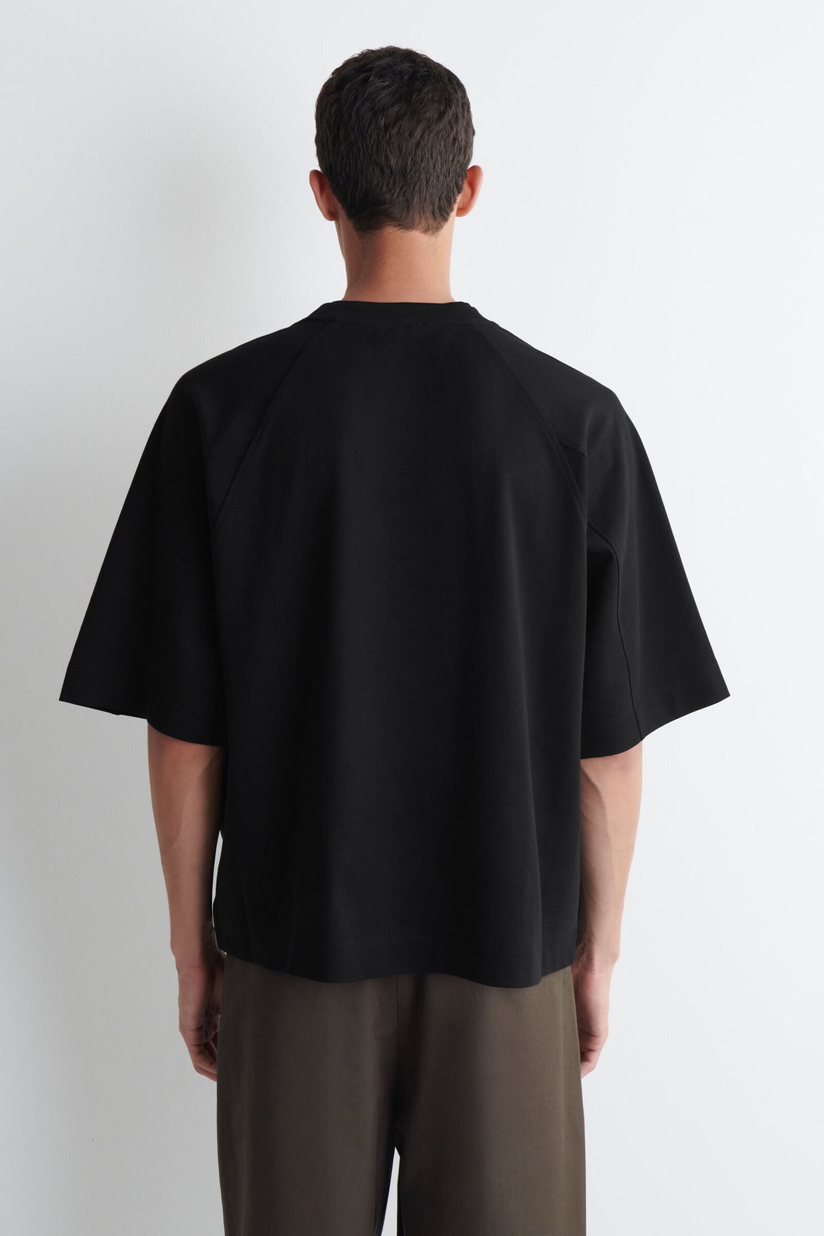 CAMISETA DE ALGODÓN INTERLOCK OVERSIZED - NEGRO