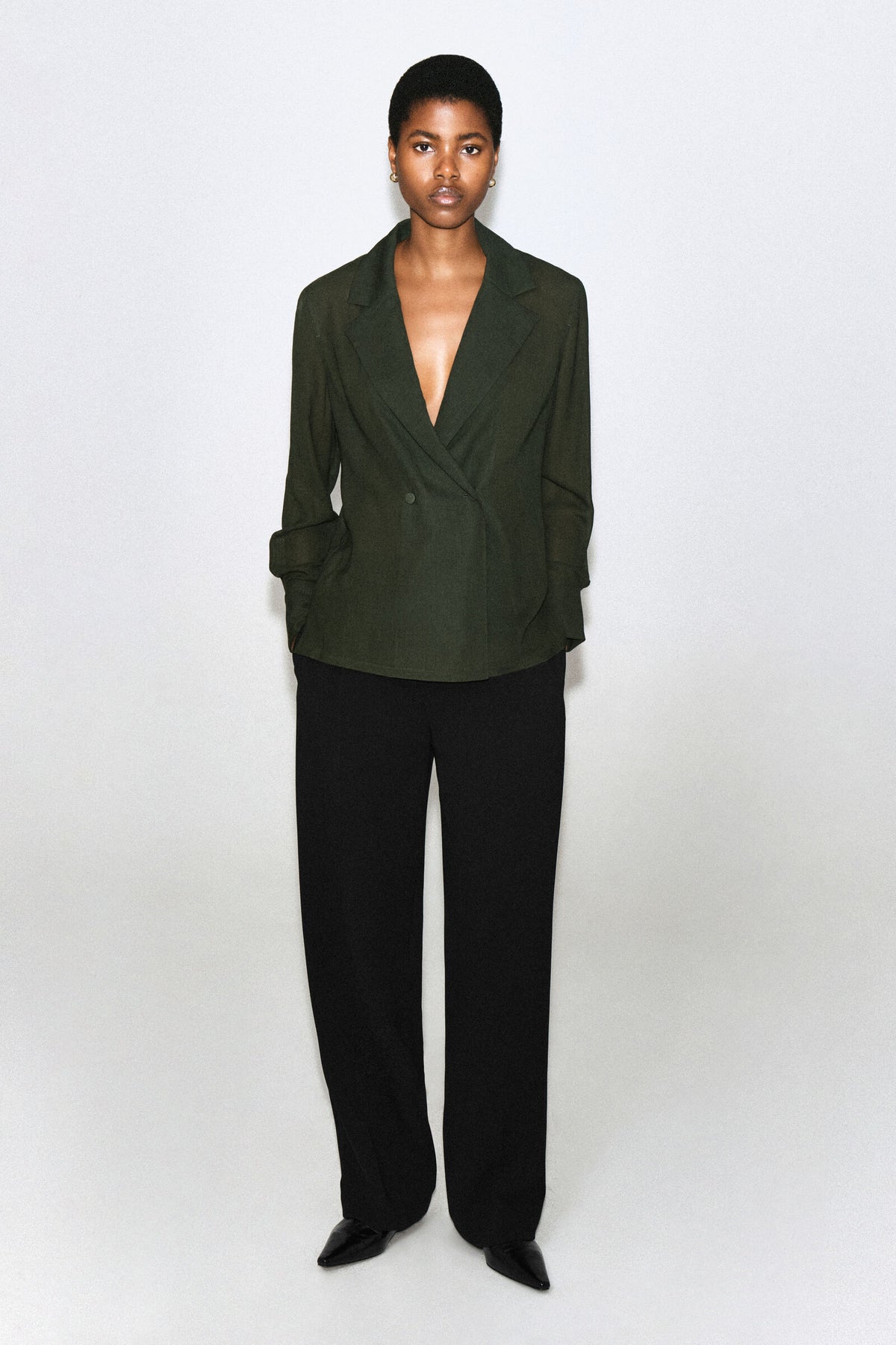 CAMISA DE LANA CRUZADA - KHAKI MÉLANGE