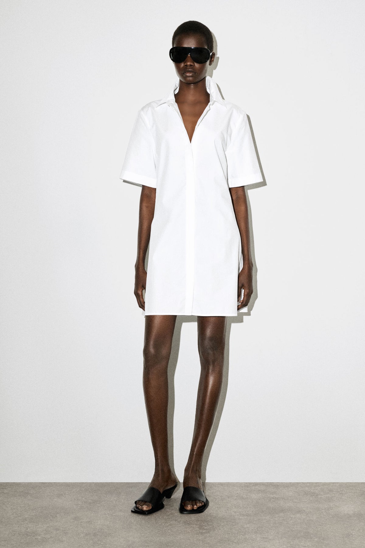 VESTIDO MINI CLÁSICO DE ALGODÓN - BLANCO