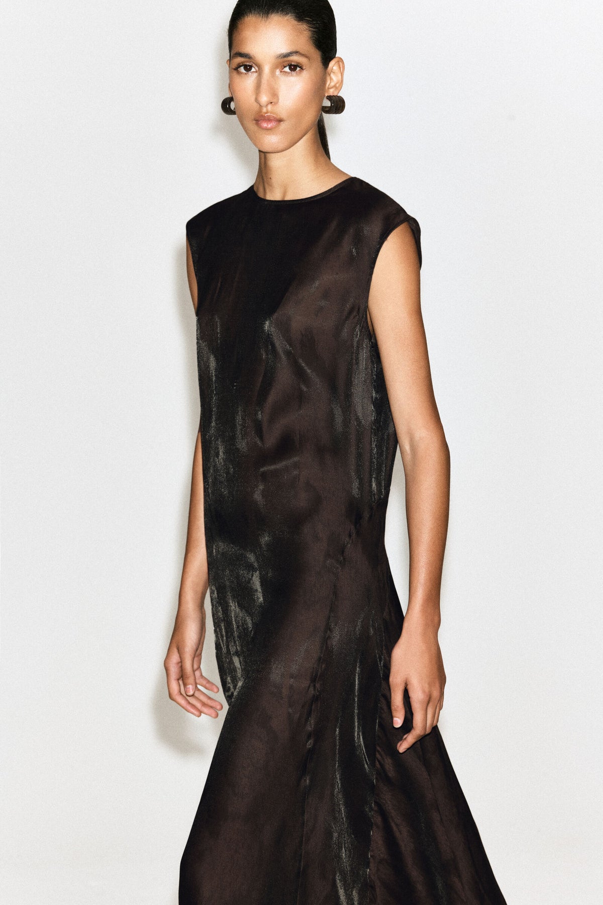 VESTIDO MIDI DE JACQUARD ANIMAL - MARRÓN / EFECTO ANIMAL