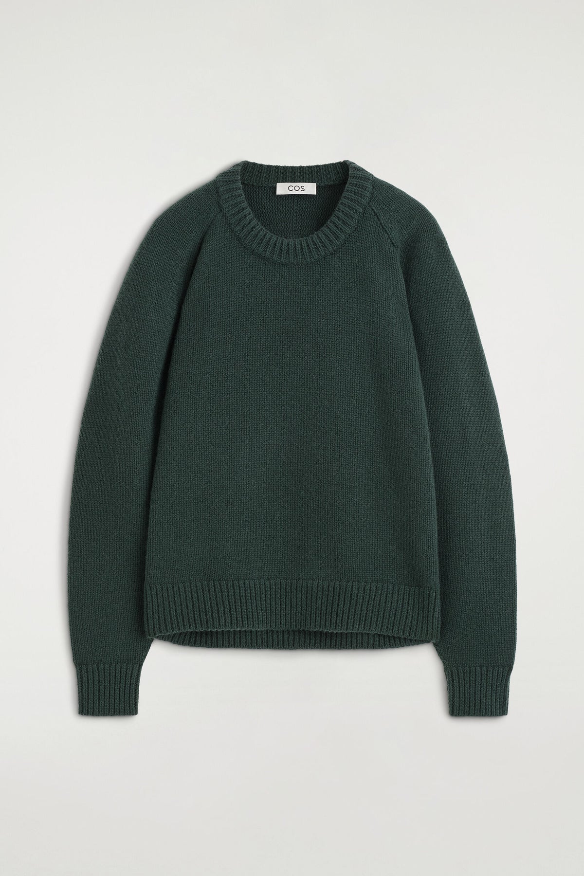 SWEATER DE CASHMERE DE CUELLO REDONDEADO - VERDE OSCURO