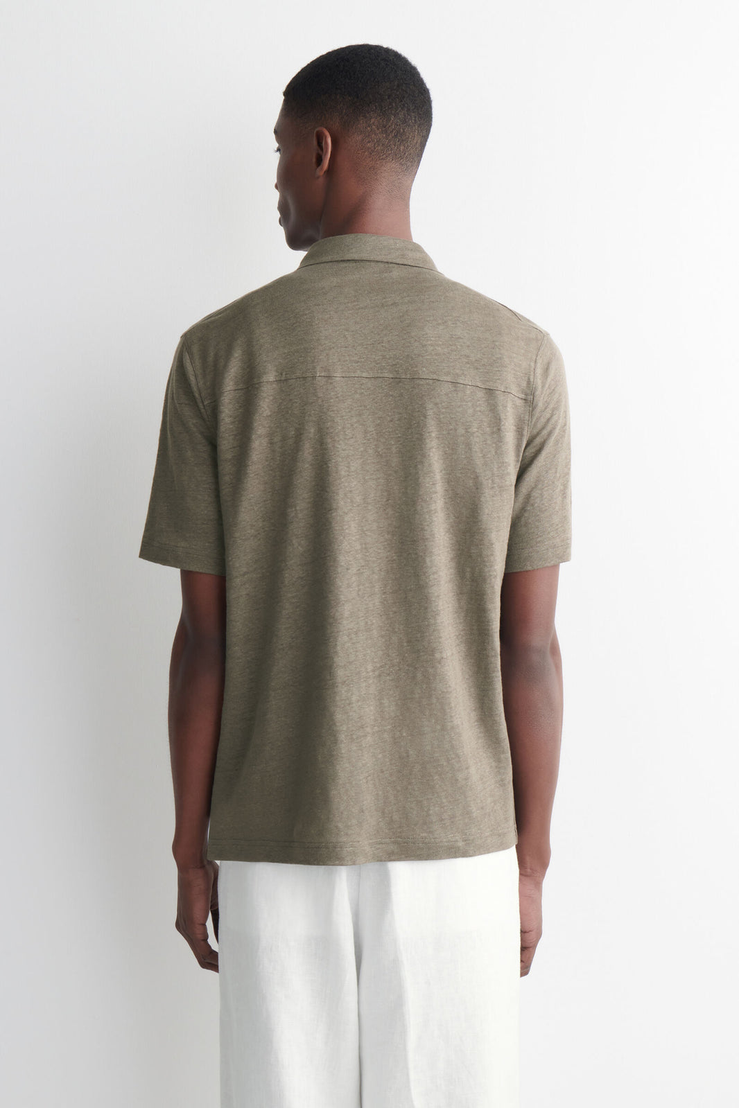 CAMISA DE MANGA CORTA DE JERSEY DE LINO - MARRÓN MEZCLADO