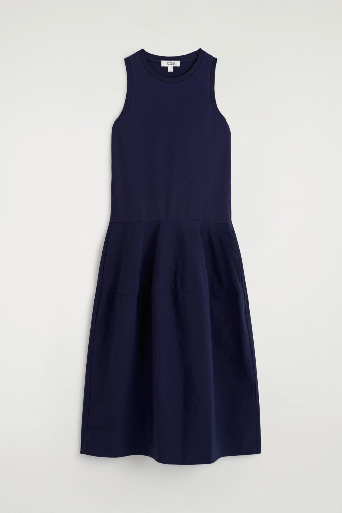 VESTIDO MIDI SIN MANGAS CON PANELES - AZUL MARINO | DescriptiveStillLife