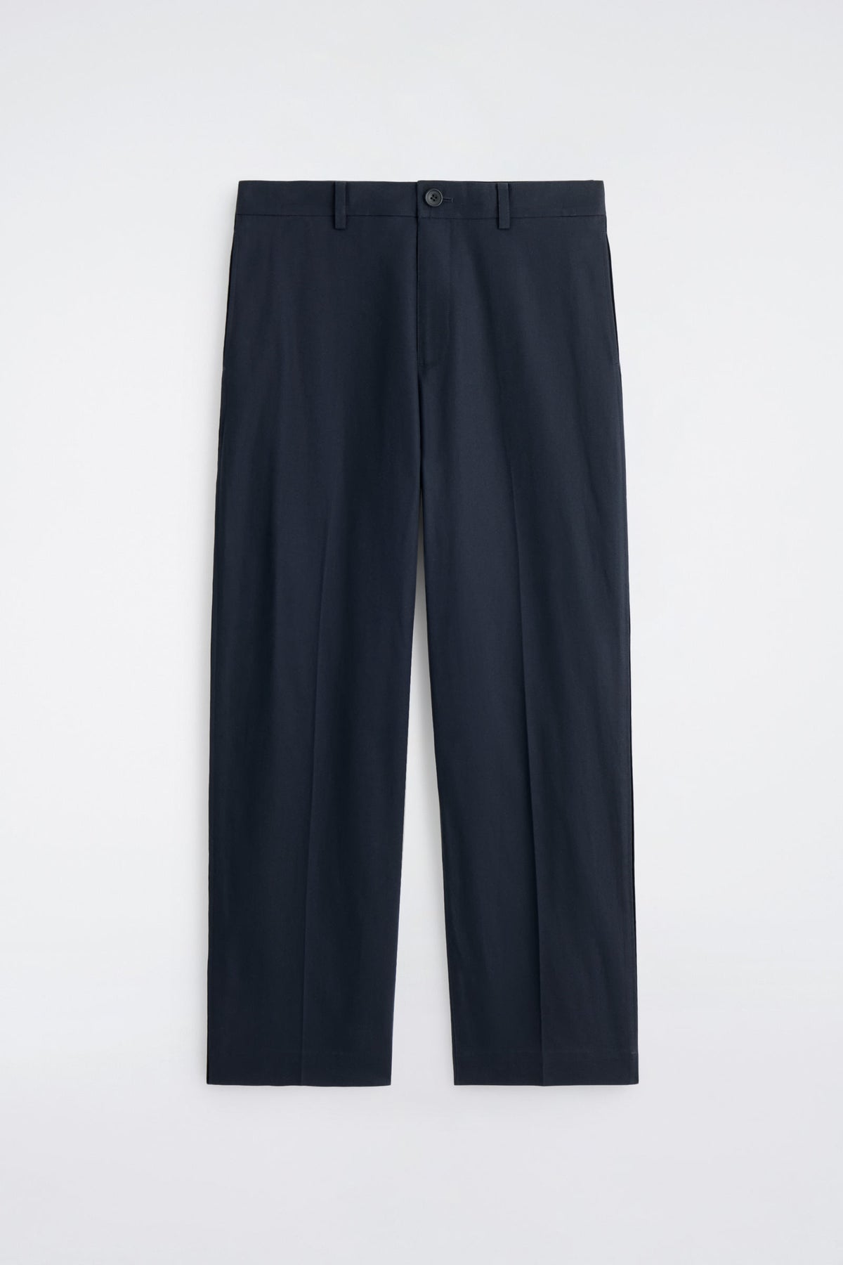 PANTALONES DE ALGODÓN Y LINO DE AJUSTE RELAJADO Y DE PIERNA RECTA - AZUL MARINO - StillMedia/DescriptiveStillLife