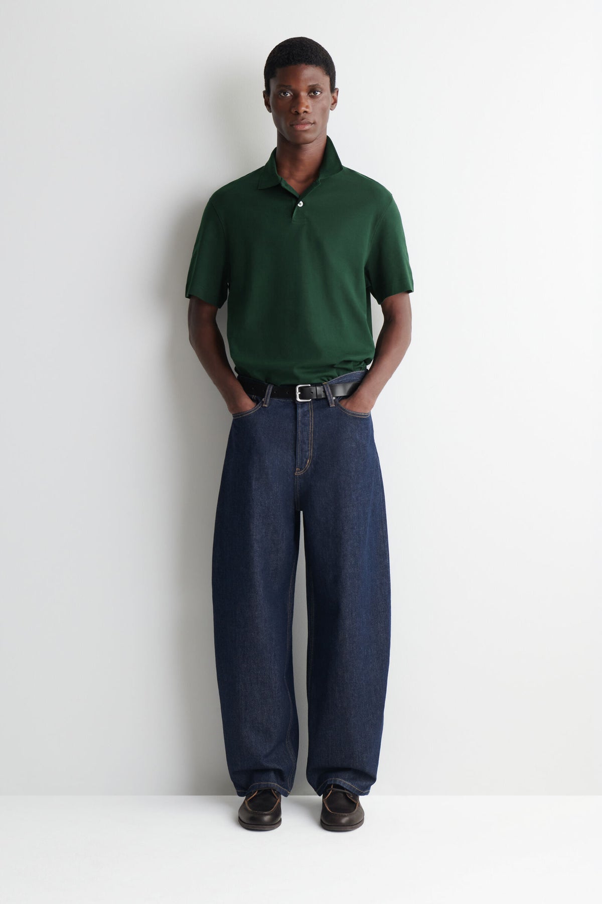 POLO DE ALGODÓN ENTRELAZADO - VERDE OSCURO