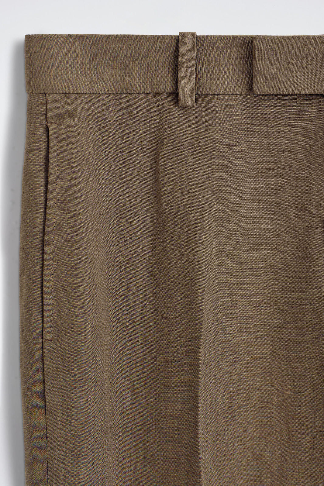 PANTALONES DE LINO CON TALLE RELAJADO Y CORTE CÓNICO - BEIGE | DescriptiveDetail