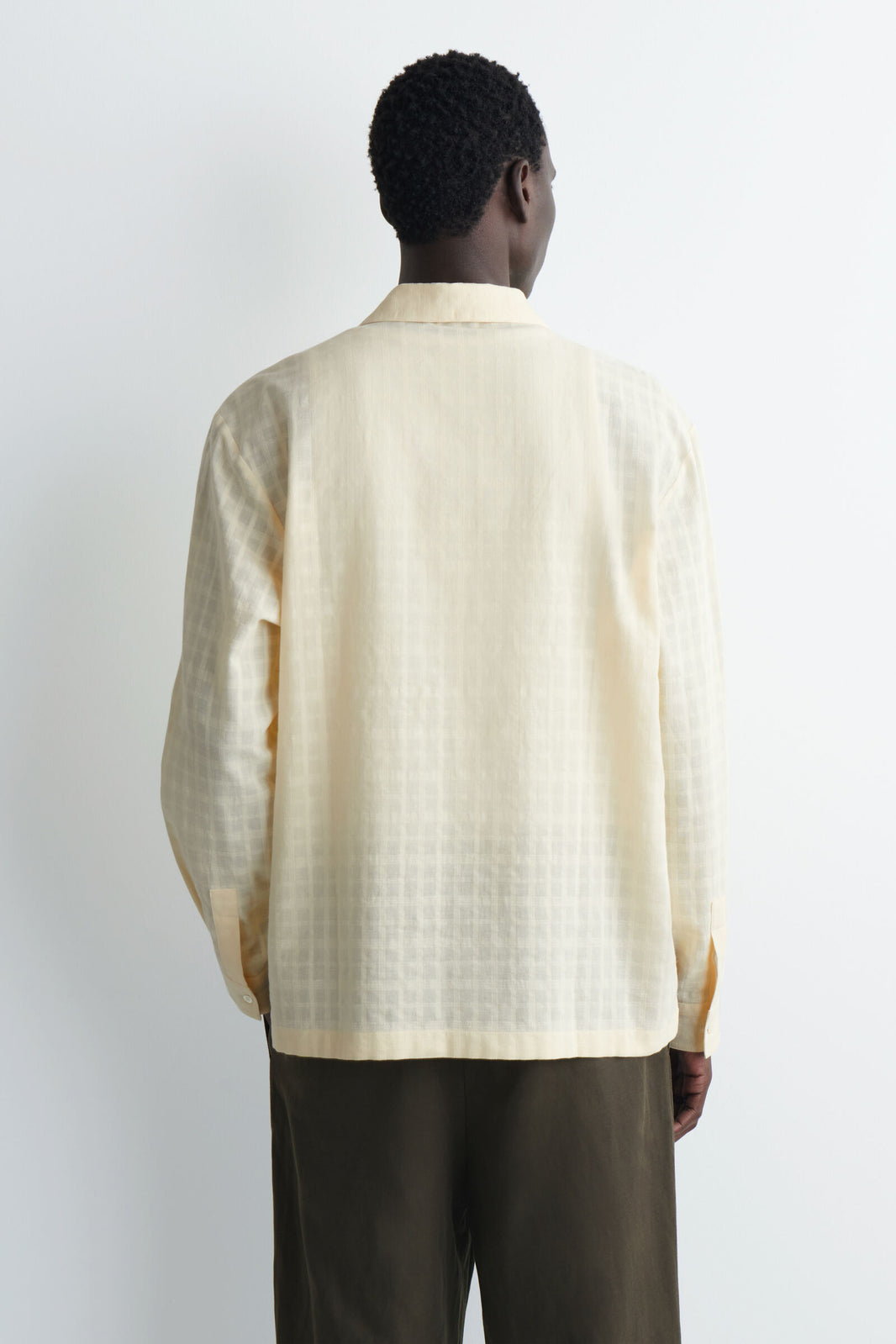 CAMISA DE ALGODÓN JACQUARD A CUADROS - AMARILLO MANTEQUILLA