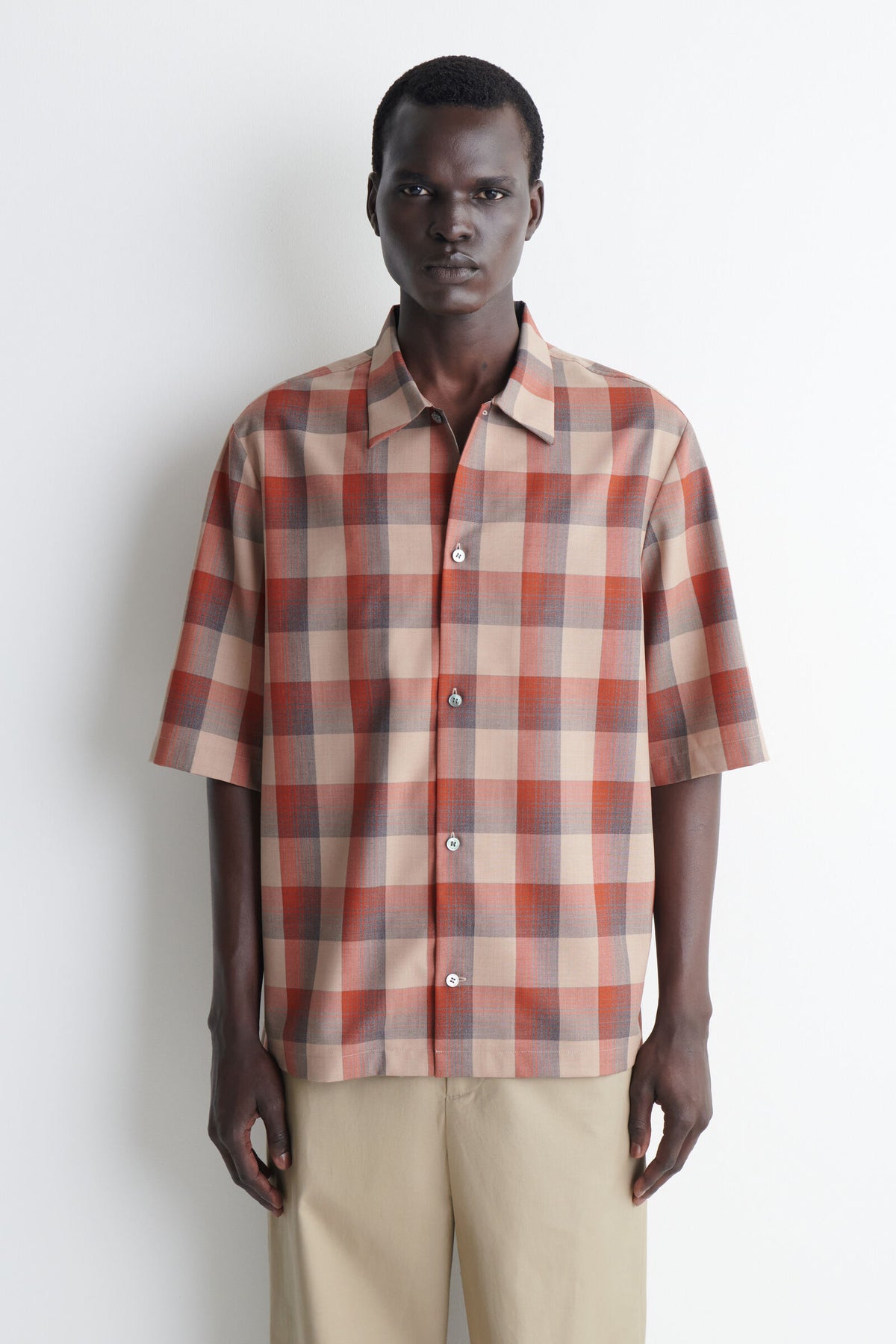 CAMISA A CUADROS - BEIGE / NARANJA / A CUADROS