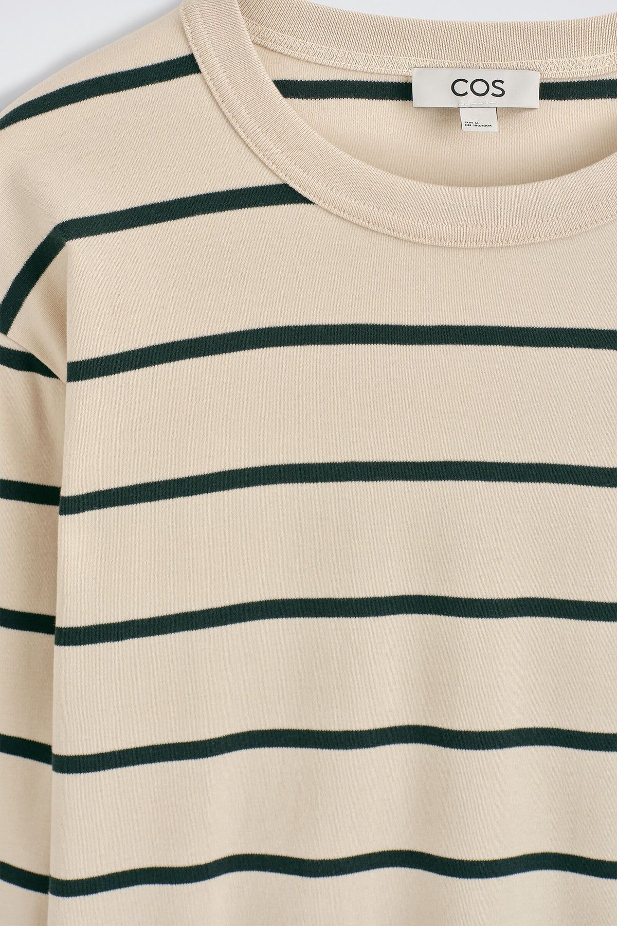 CAMISETA DE JERSEY INTERLOCK RELAJADA DE MANGA LARGA - MARFIL / VERDE / RAYAS