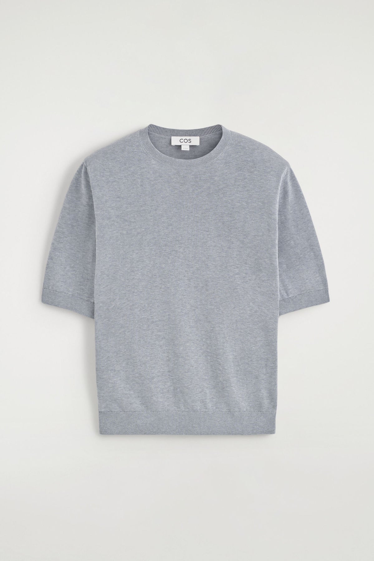 CAMISETA DE SEDA Y ALGODÓN CON HOMBROS ESCULTÓRICOS - GRIS MEZCLA | DescriptiveStillLife