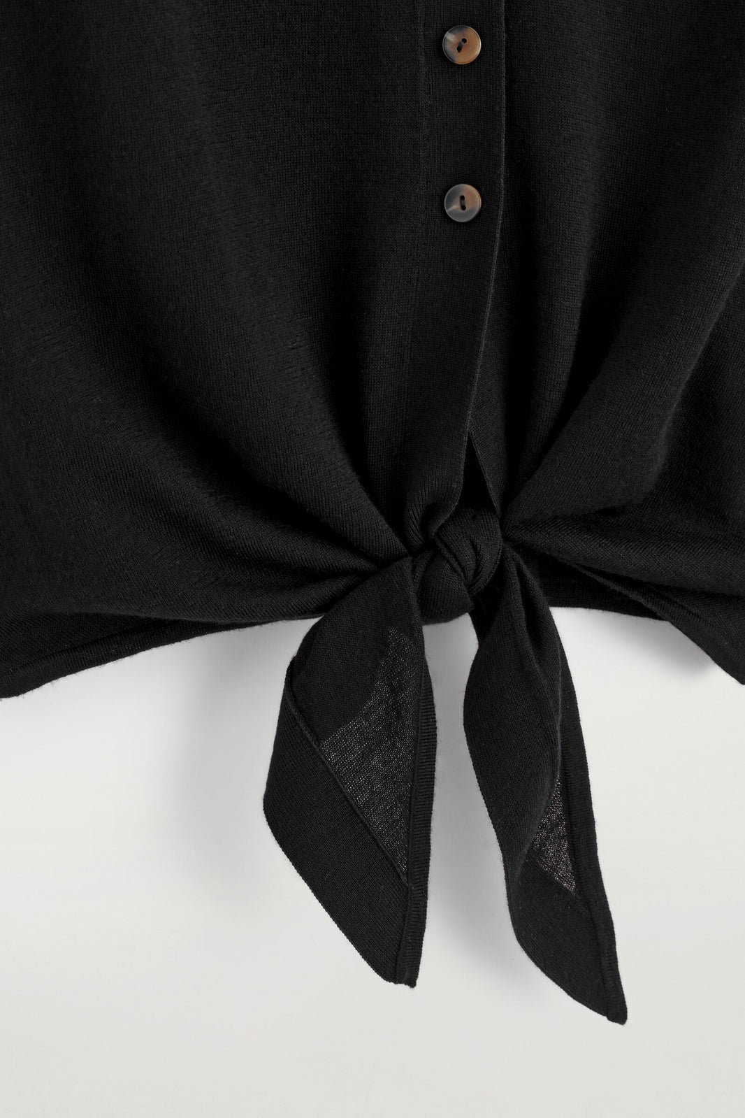 CAMISA DE LANA TEJIDA CON NUDO EN LA PARTE DELANTERA - NEGRO | DescriptiveDetail