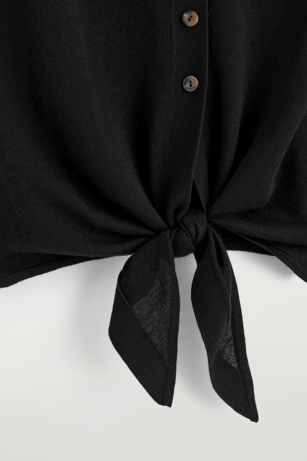 CAMISA DE LANA TEJIDA CON NUDO EN LA PARTE DELANTERA - NEGRO | DescriptiveDetail