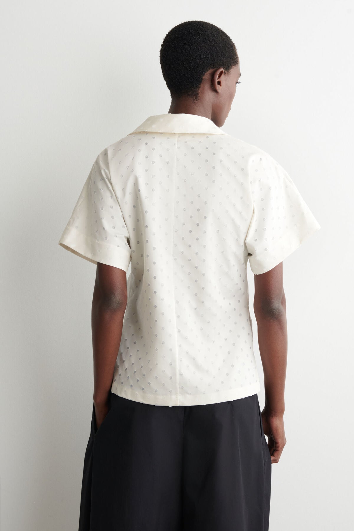 CAMISA DE ALGODÓN JACQUARD DE LUNARES - BLANCO / LUNARES
