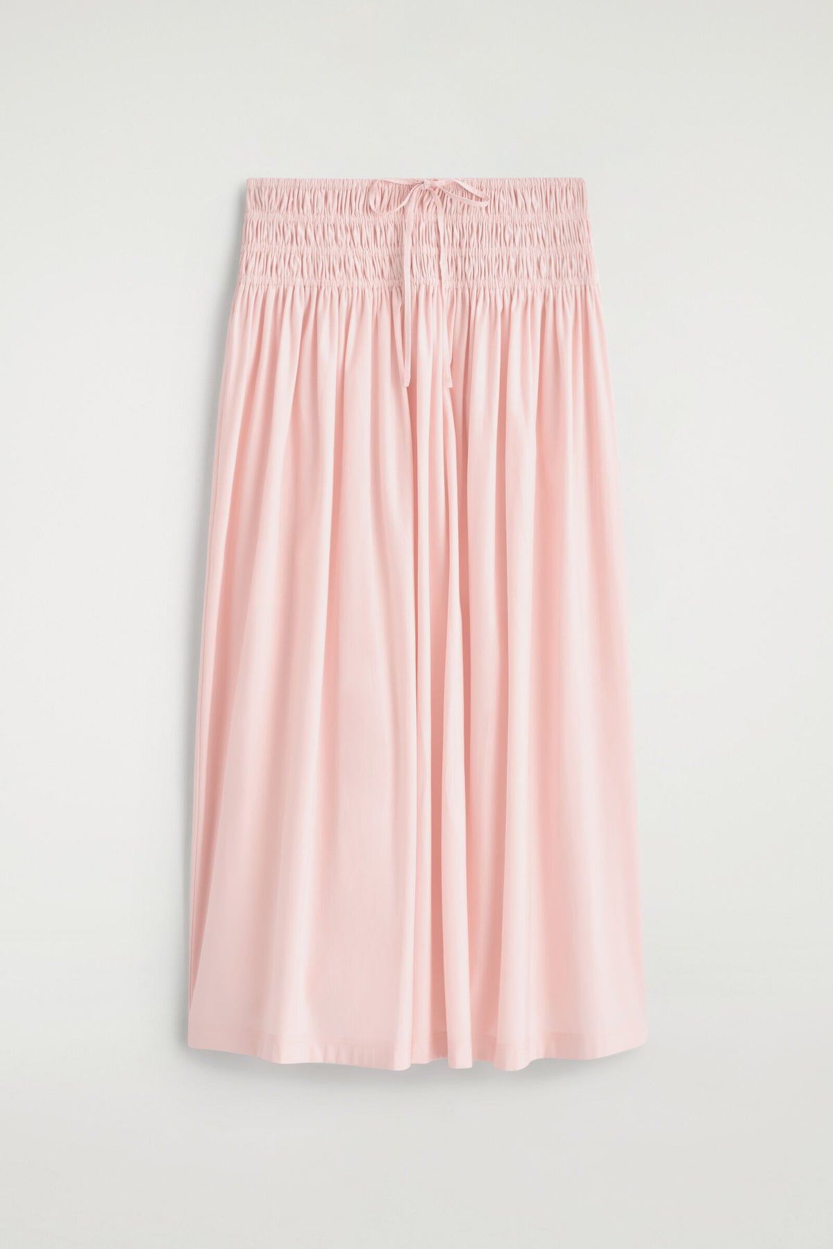 FALDA MIDI CON CINTURA FRUNCIDA - ROSADO