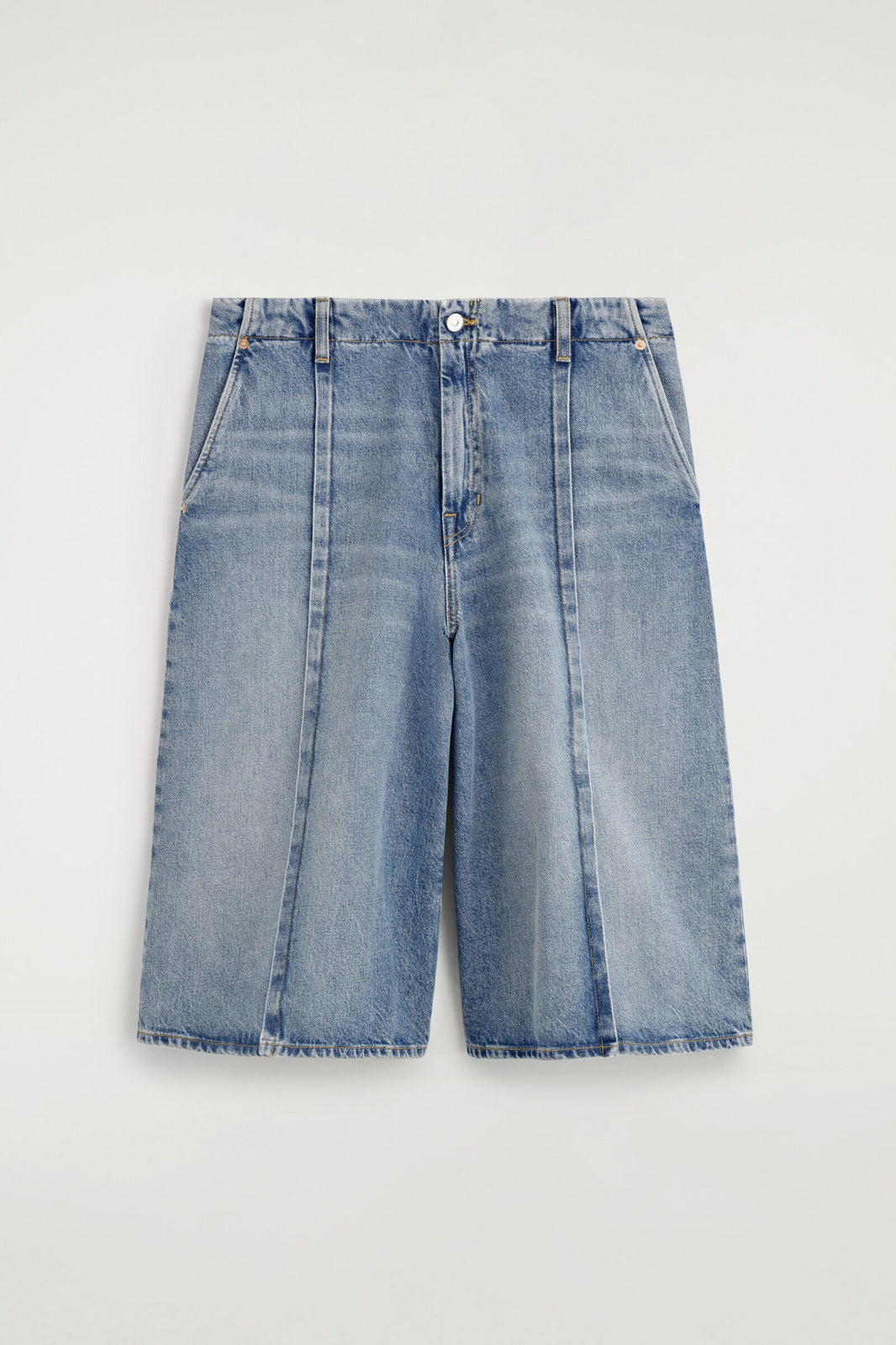 CULOTTES DE MEZCLILLA CON PLIEGUES - AZUL | DescriptiveStillLife