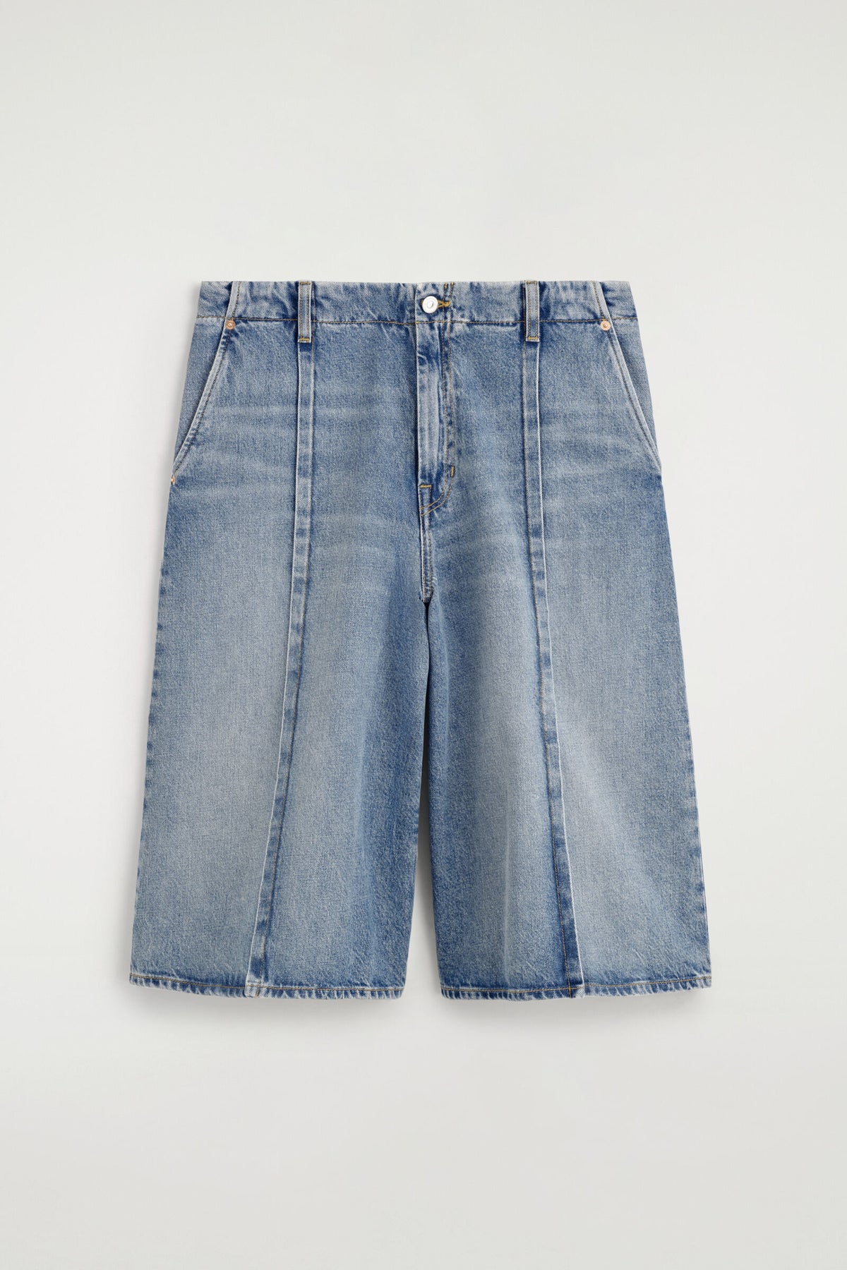 CULOTTES DE MEZCLILLA CON PLIEGUES - AZUL | DescriptiveStillLife