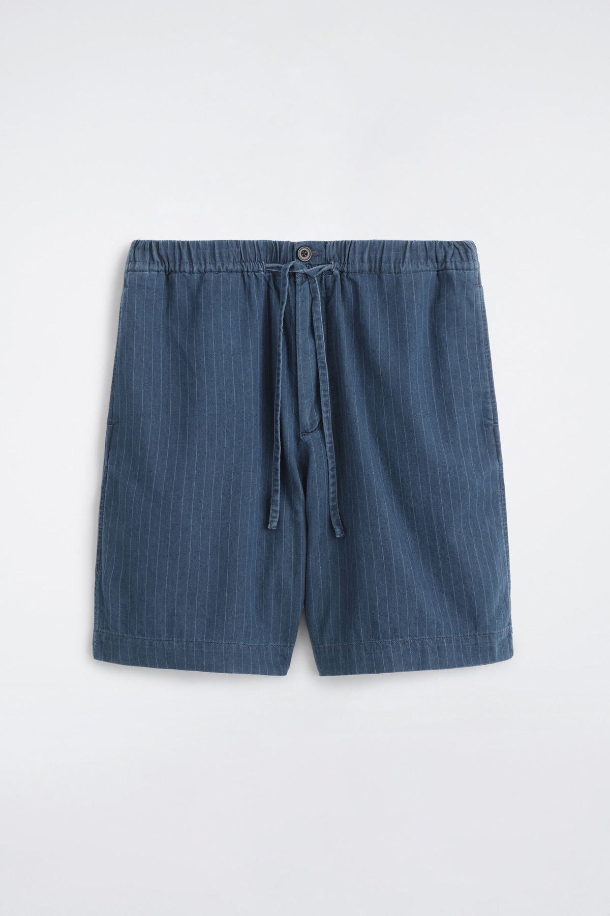 SHORTS DE MEZCLILLA A RAYAS CON CORDÓN - ÍNDIGO / A RAYAS | DescriptiveStillLife