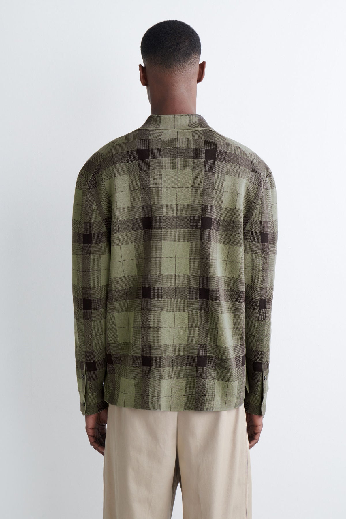 CAMISA DE ALGODÓN TEJIDO RELAJADO - KHAKI / CUADROS - StillMedia/Lookbook