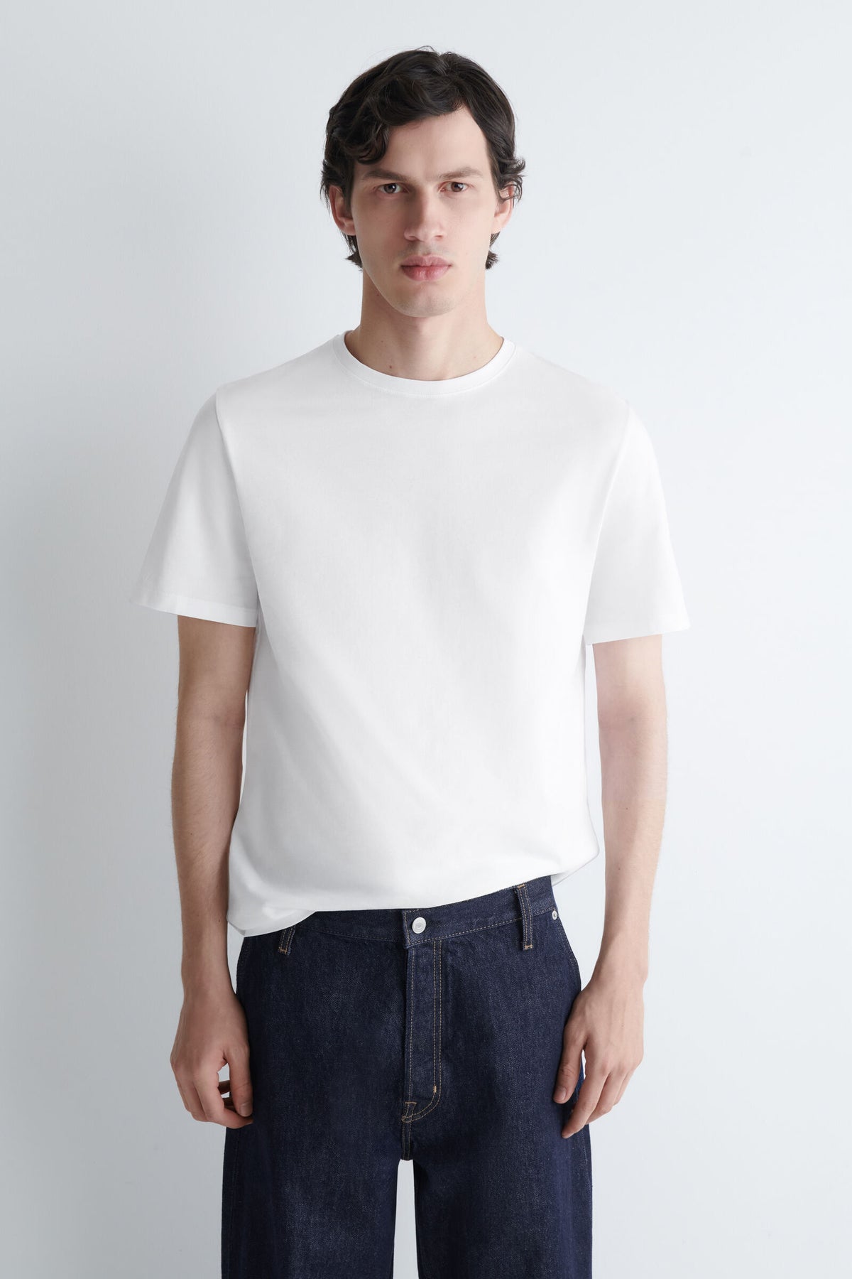 3-PACK DE CAMISETAS DE ALGODÓN CON CUELLO REDONDO - AZUL MARINO / BLANCO / GRIS