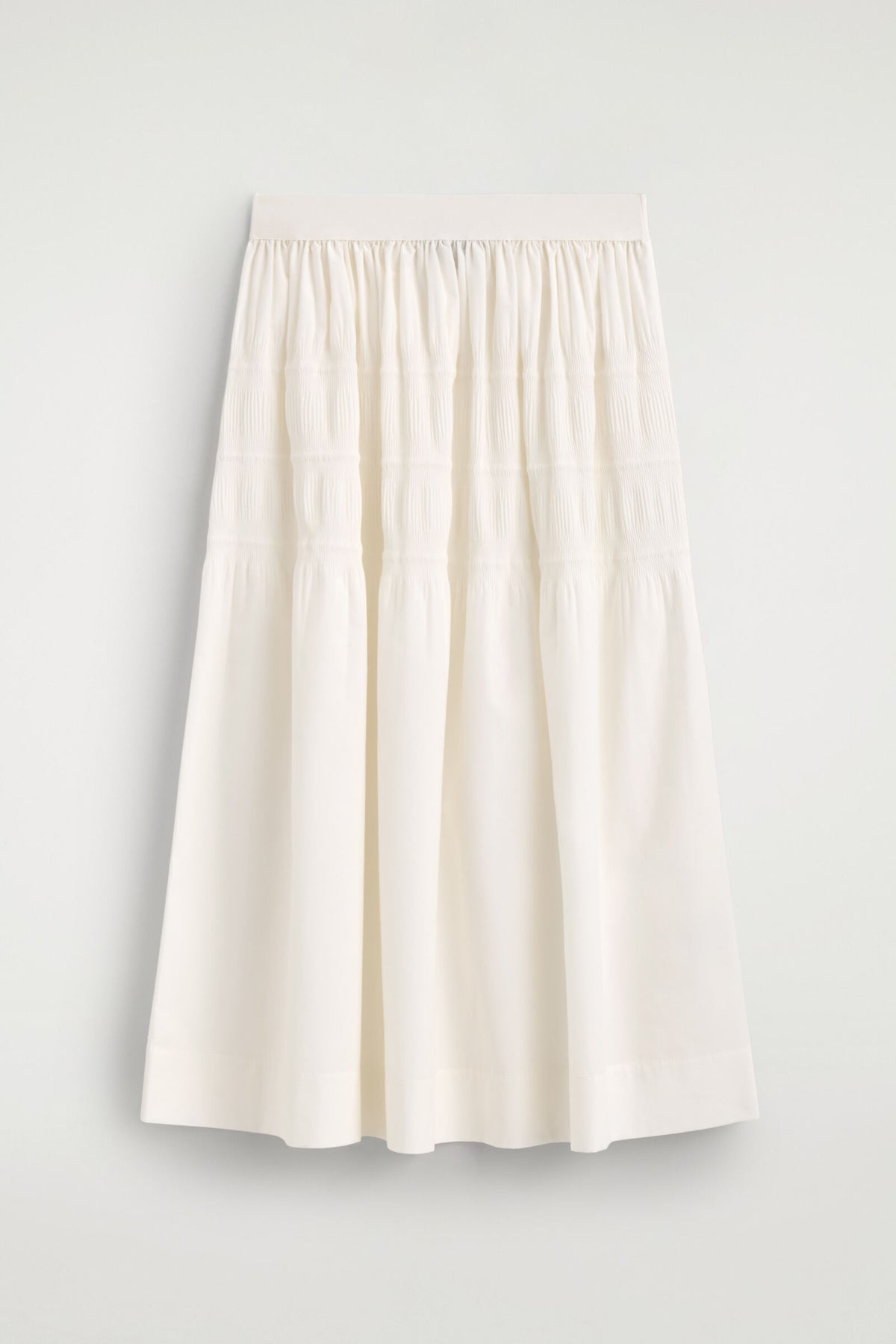 FALDA MIDI CON VUELOS Y PLIEGUES - BLANCO | DescriptiveStillLife