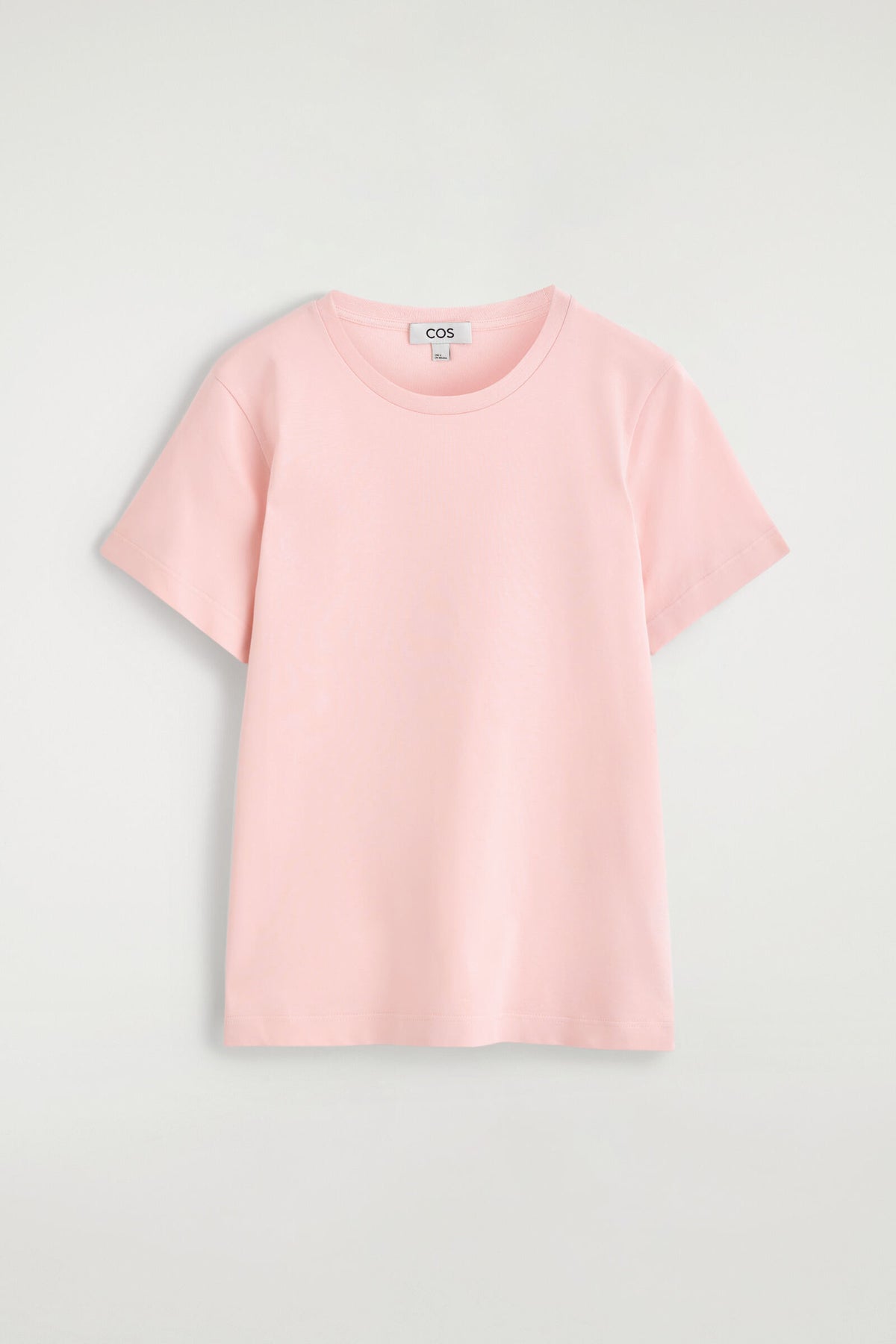 CAMISETA DE ALGODÓN CON CUELLO REDONDO - ROSA CLARO | DescriptiveStillLife