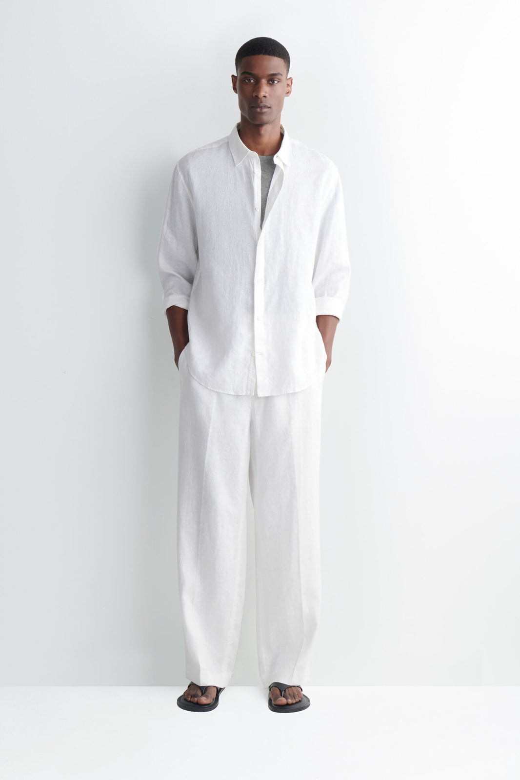 CAMISA DE LINO RELAJADA - BLANCO