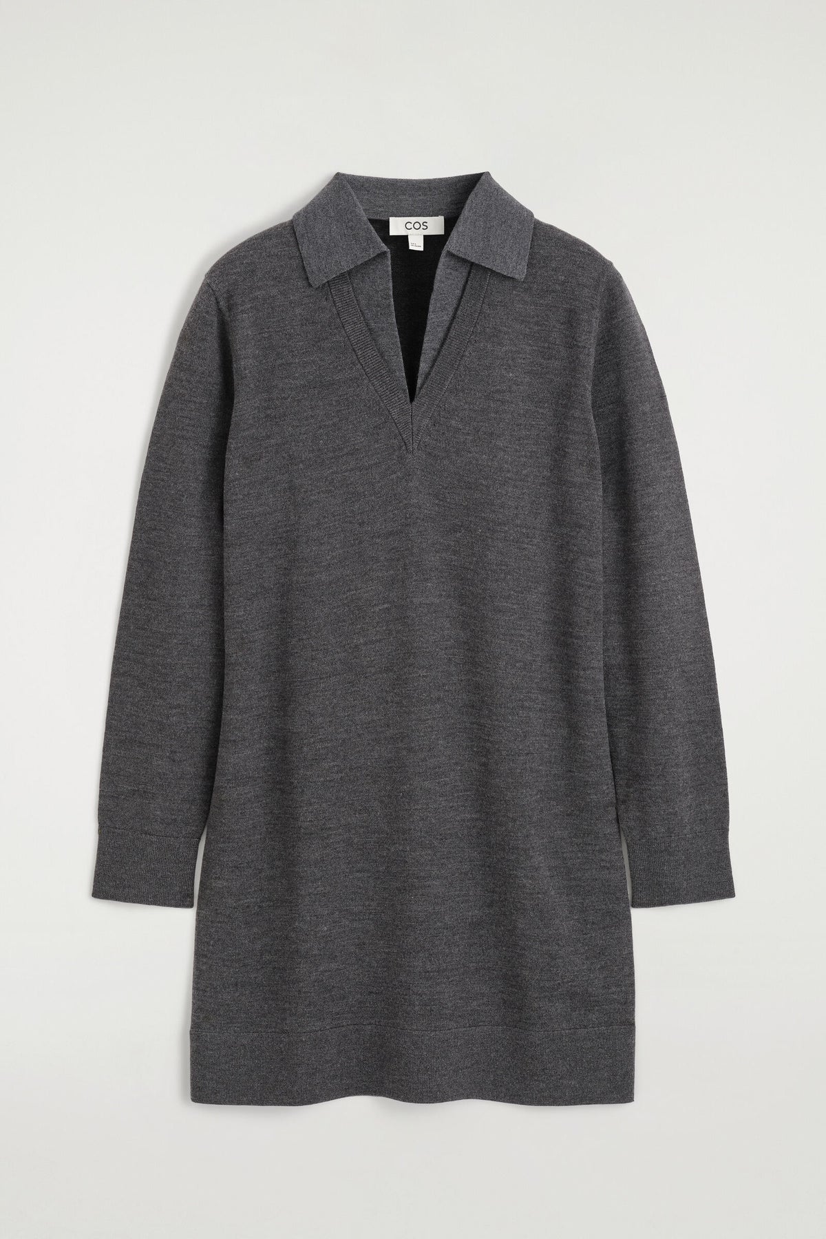 VESTIDO MINI POLO DE LANA MERINO - GRIS MÉLANGE | DescriptiveStillLife