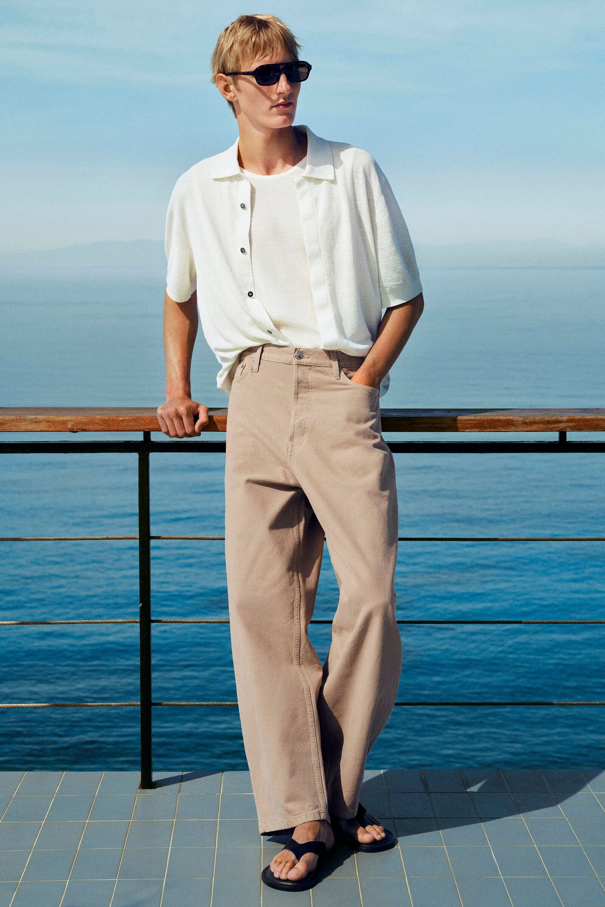CAMISA DE LINO TEJIDA CON TEXTURA - CREMA