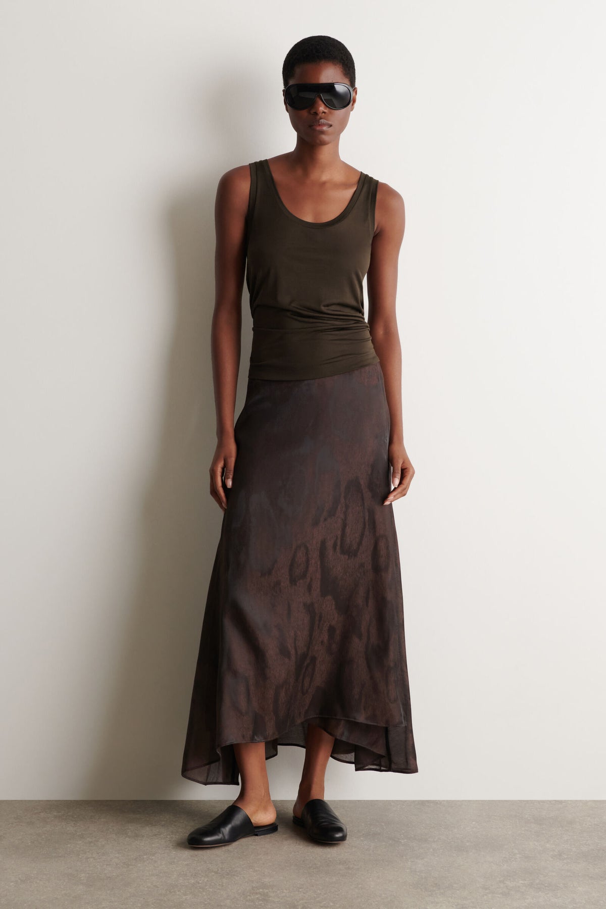 FALDA MIDI DE JACQUARD - MARRÓN / EFECTO ANIMAL