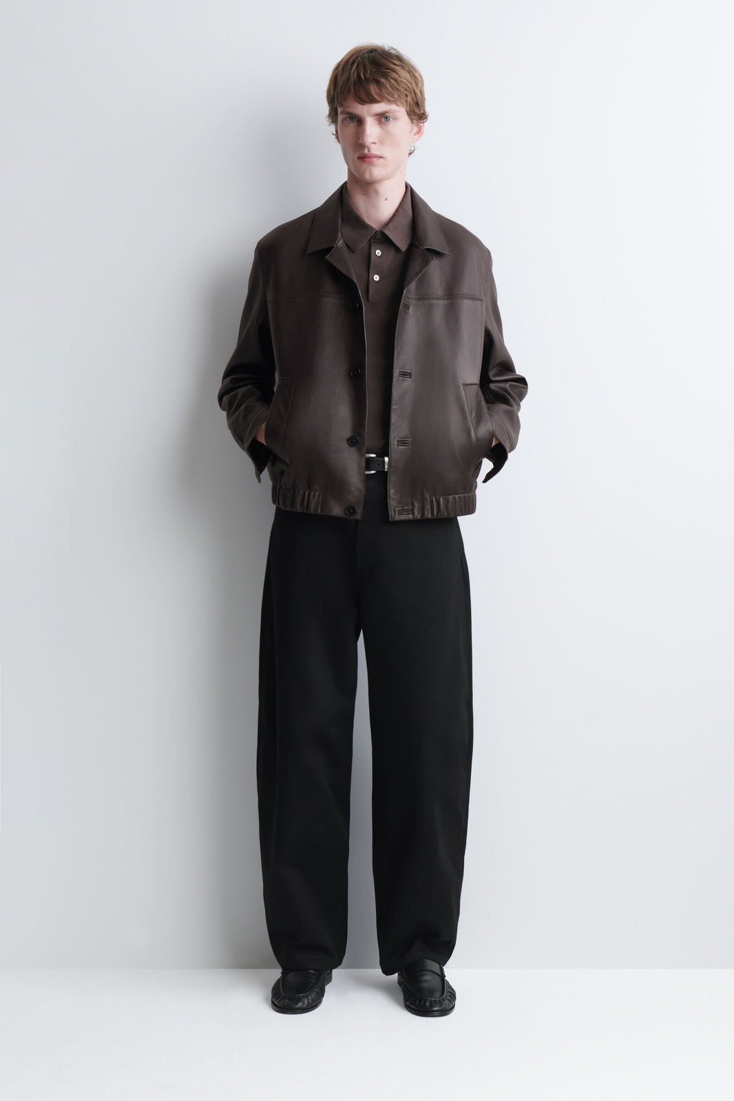 POLO DE SEDA TEJIDO SLIM - MARRÓN