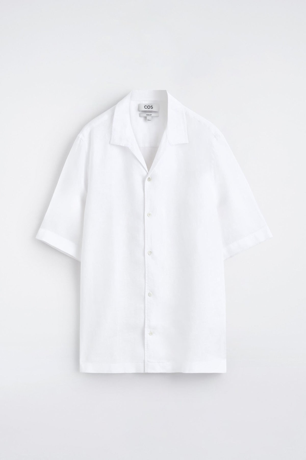 CAMISA DE LINO DE MANGA CORTA Y CUELLO DE CAMPANA - BLANCO - StillMedia/DescriptiveStillLife