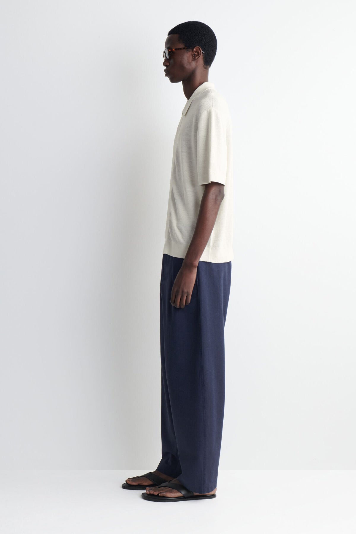 CAMISA DE LINO TEJIDA CON TEXTURA - CREMA