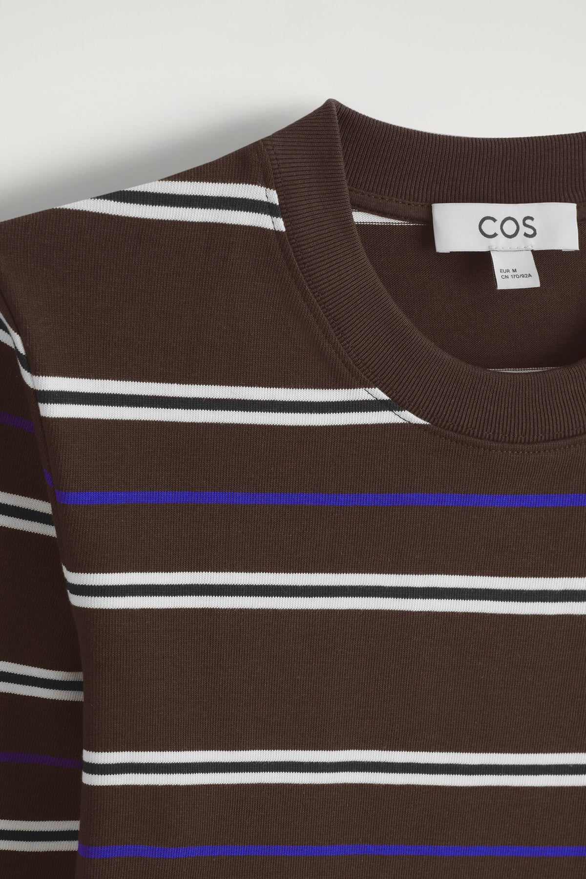 CAMISETA DE MANGA LARGA DE CORTE LIMPIO - MARRÓN / RAYAS | DescriptiveDetail
