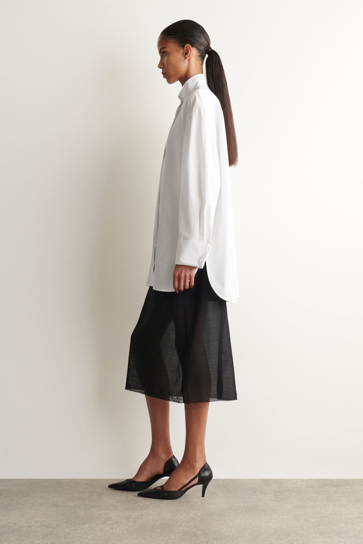 CAMISA DE FRAC DE ALGODÓN CON CUELLO DE ALA - BLANCO