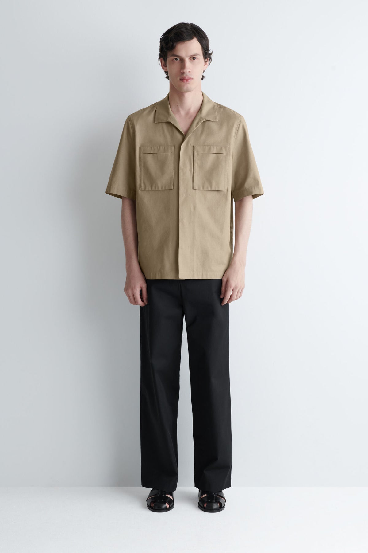 CAMISA UTILITARIA DE ALGODÓN TEXTURIZADO - BEIGE