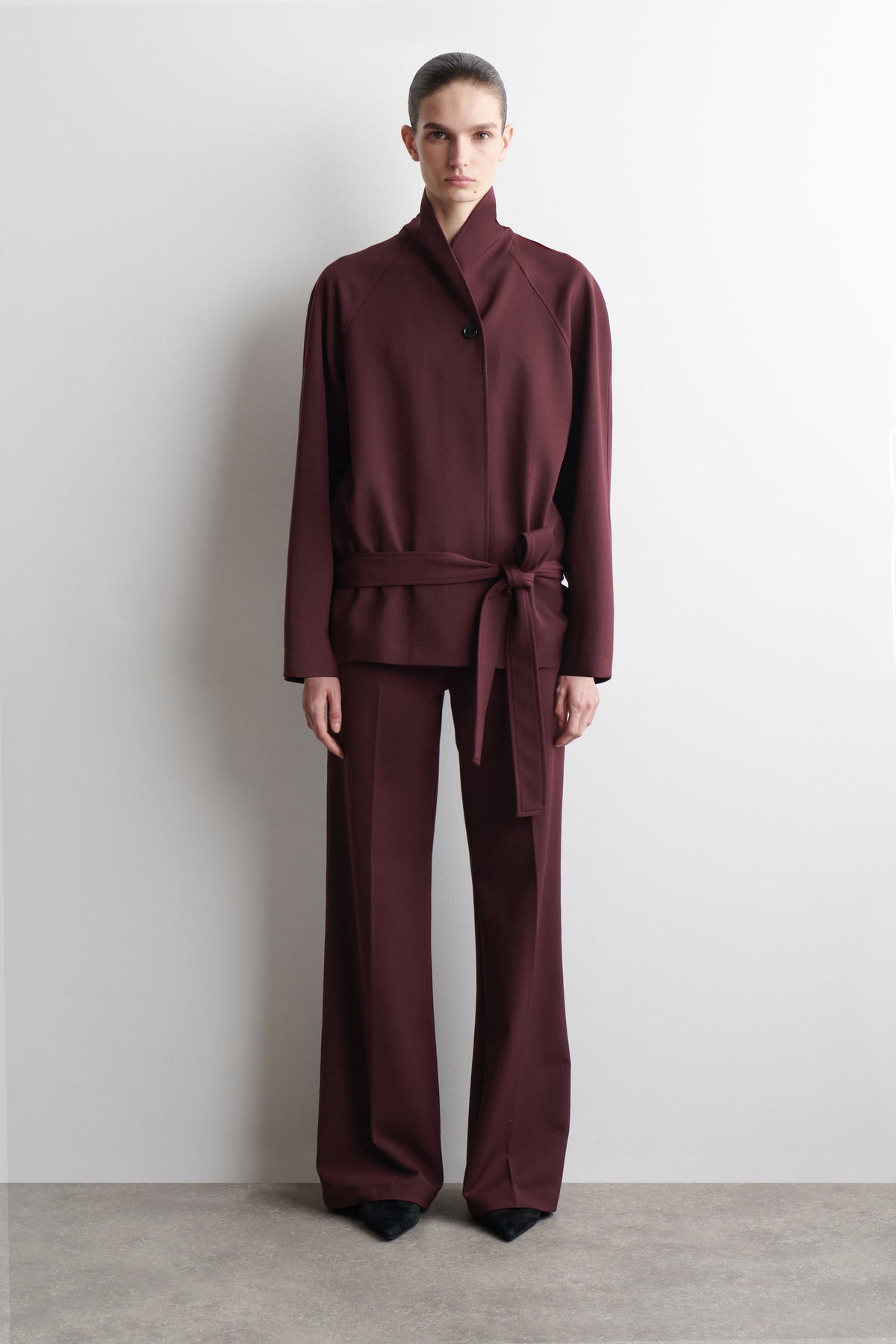 CHAQUETA CON CUELLO DE CHAL DE MEZCLA DE LANA - VINO - StillMedia/Lookbook