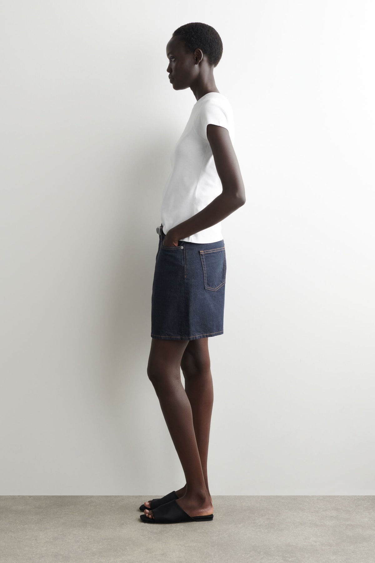SHORTS DE MEZCLILLA DE CINTURA ALTA - AZUL OSCURO - StillMedia/Lookbook